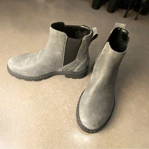 Sorel gray/green lug sole boots